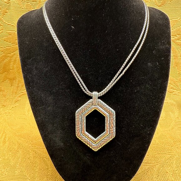 Brighton Jewelry - Brighton Acoma Long Convertible and Reversible Open Hexagon Gold Center pendant